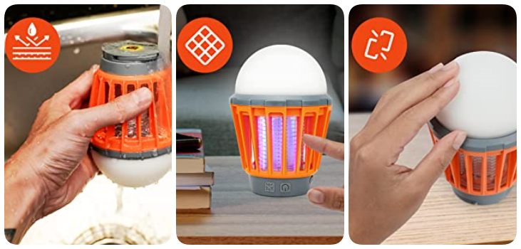 collage of Bug Bulb showing its features